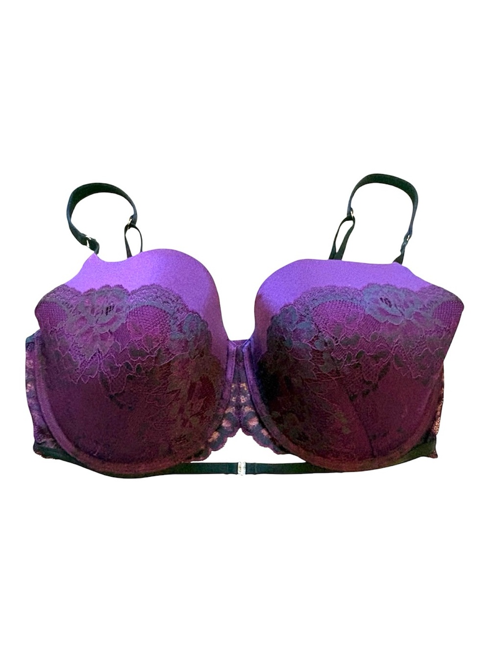 La Senza So Free Full Coverage Lace Purple & Black Underwire Bra Size 38DDD